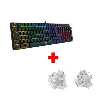 Teclado Redragon SINDRI K671 Cableado Español - RED SWITCH  + Kit Switches Redragon Panda Crystal 38 units