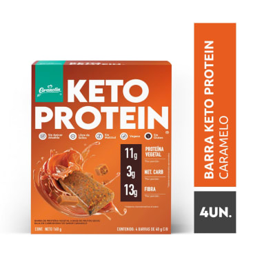 Display 4 unidades barra keto caramelo 40 gramos Marca Granolin