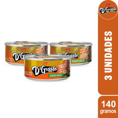 D’Gussto Trozos Pequeños de atún 140g x 3un