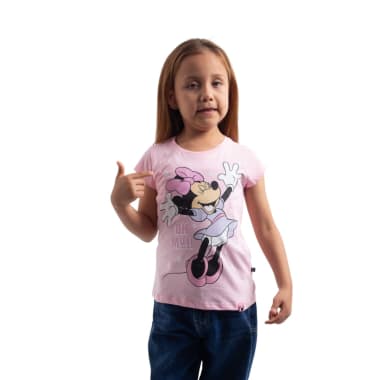 POLO MANGA CORTA NIÑA MINNIE MOUSE ROSADO ALGODÓN
