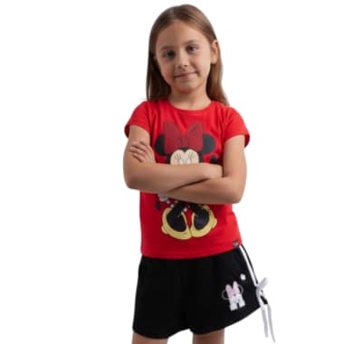 SHORT FRENCH TERRRY NIÑA MINNIE MOUSE NEGRO FRENCH TERRY