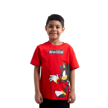 POLO MANGA CORTA NIÑO SONIC ROJO ALGODÓN
