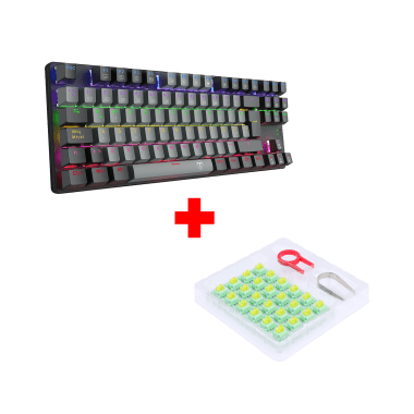 Teclado T-Dagger BORA BLACK Rainbow, Spanish T-TGK313-RD-SP GREY/BLACK RED SWITCH + Kit Switches Redragon A113 Bullet QT
