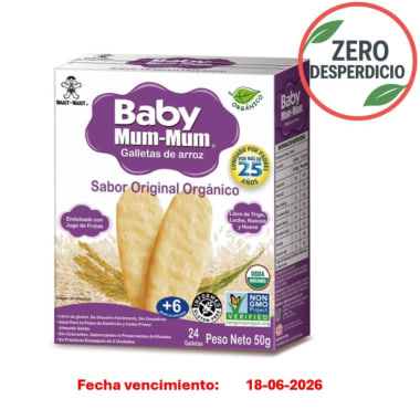 ZERO DESPERDICIO - Galleta de arroz sabor original organico 50 gramos Marca Baby Mum-Mum