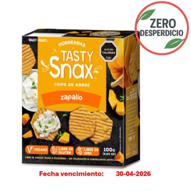 ZERO DESPERDICIO - Chips de arroz sabor zapallo 100 gramos Marca Tasty Snax
