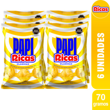 Papas PAPI RICAS Natural 70gr Pack 6 Unidades