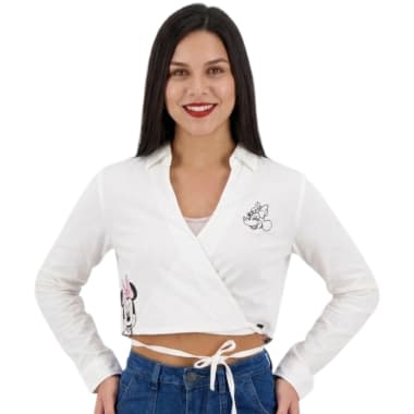 BLUSA ML CROP CRUZADA CON TIRAS MUJER MINNIE