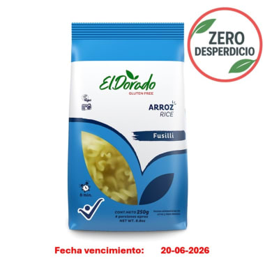 ZERO DESPERDICIO - Pasta de arroz fusilli 250 gramos El Dorado