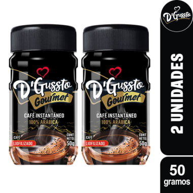 Café Instantáneo D GUSSTO Gourmet 50gr Pack 2 Unidades - VIDRIO