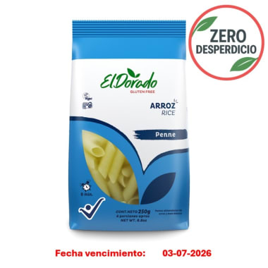 ZERO DESPERDICIO - Pasta de arroz penne 250 gramos El Dorado