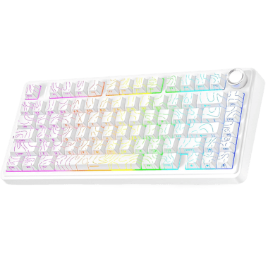 Teclado Aula F75 RGB Inalámbrico Inglés WHITE CONTOUR - STAR VECTOR SWITCH