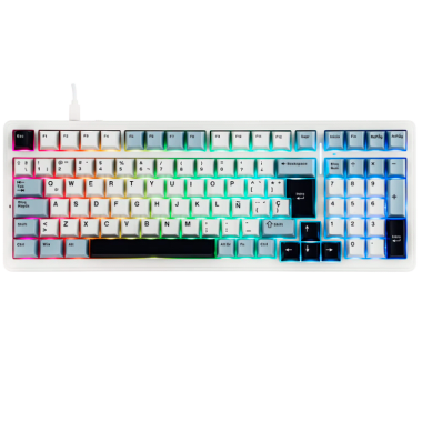 Teclado Aula F99 Cableado Español BLUE/WHITE/DARK PURPLE - GRAY WOOD V3 SWITCH
