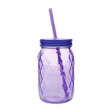 Vaso vidrio tapa y popote 460 ml