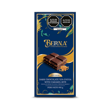 BERNA-  CHOCOLATE 72% CACAO Y TROZOS DE CARAMELO