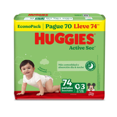 HUGGIES ACTIVESEC PAÑAL TALLA G X 74
