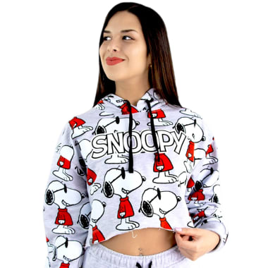 POLERA SEMICROP SNOOPY MUJER HUESO JASPE