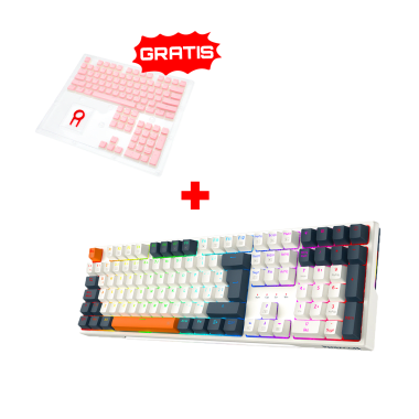 Teclado Redragon TRUNDLE K668WBO-RGB Spanish  + Keycaps Redragon SCARAB, Spanish A130P-SP PINK
