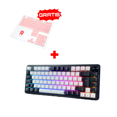 Teclado Redragon UCALPRO-RGB Wireless Spanish K673WB WHITE/BLACK + Keycaps Redragon SCARAB, Spanish A130P-SP PINK