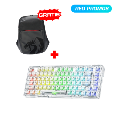 Teclado Redragon ELF PRO RGB-PRO Wireless English Transparente K649CT + Mochila Redragon SKYWALKER (TRAVELER) GB-93 