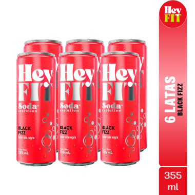 HEY FIT Black Fizz 355ml Pack 6 Latas