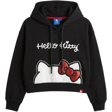 POLERA CON CAPUCHA MUJER HELLO KITTY NEGRO