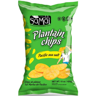 Chips de platano verde 34 gramos Marca Samai