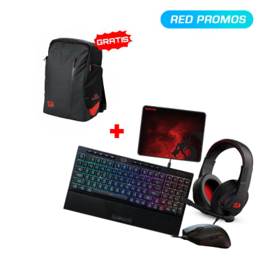 Combo Redragon 4 en 1 S147-SP Teclado K515 Spanish + Mouse M724 + Auricular H211 + Pad P016  + Mochila Redragon TARDIS 2 GB-94 