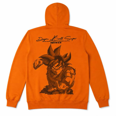 POLERA CON CAPUCHA HOMBRE DRAGON BALL MANDARINA