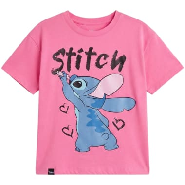 POLO MODA MANGA CORTA NIÑA TEENS LILO & STITCH ROSADO ALGODÓN