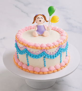 TORTA NIÑA CON GLOBOS (CHOCOLATE)