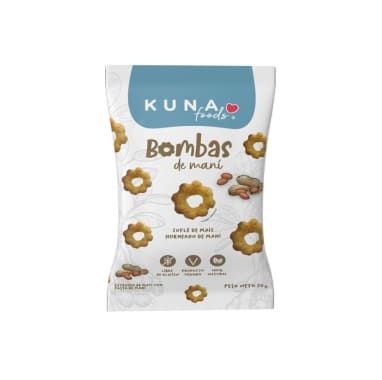 Snack bomba de maiz sabor mani 20 gr Marca Kuna Foods
