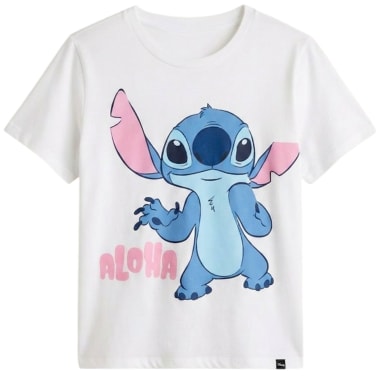 POLO BAS MC LILO Y STITCH DAMAS BLANCO ALGOD N