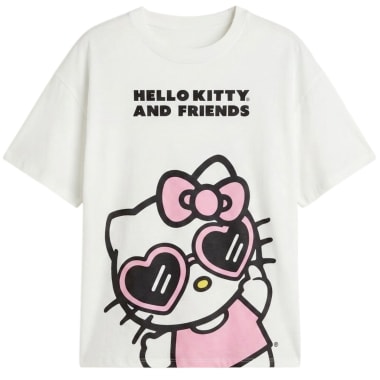 POLO OVERSIZE HELLO KITTY DAMA MARFIL ALGOD N