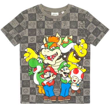 POLO MODA MC MARIO BROS NI O GRIS