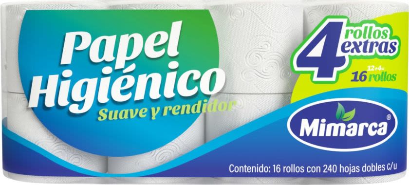 Higienico Mimarca Papel 240 Hojas 12+4 Rollos
