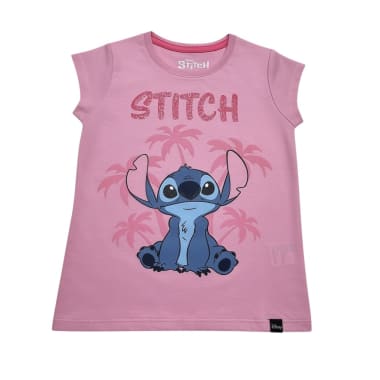 POLO BASICO MC NI A LILO & STITCH  ROSADO