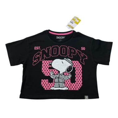 POLO MODA MC NI A SNOOPY NEGRO