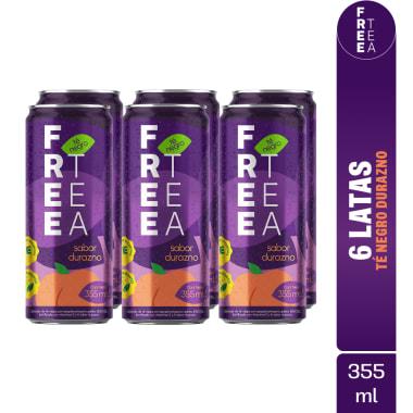 FREE TEA Té Negro Durazno 355ml Pack x6
