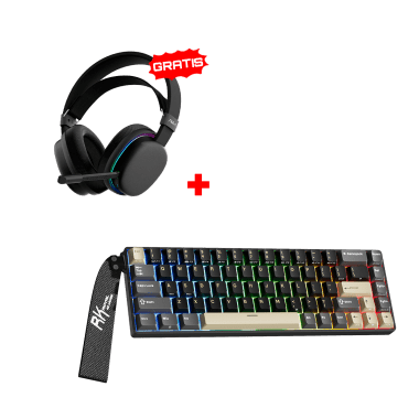 Teclado Royal Kludge RK68 HE Cableado Español PHANTOM - MINT MAGNETIC SWITCH + Auricular Aula G7 Inalámbrico BLACK