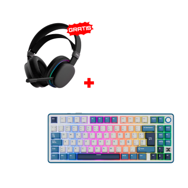 Teclado Royal Kludge RK X87 Inalámbrico BLUE - BEIGE SWITCH + Auricular Aula G7 Inalámbrico BLACK