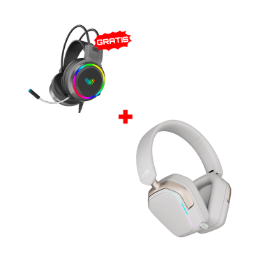 Auricular Royal Kludge HG101 Inalámbrico PLATINUM GRAY + Auricular Aula S608 Cableado BLACK