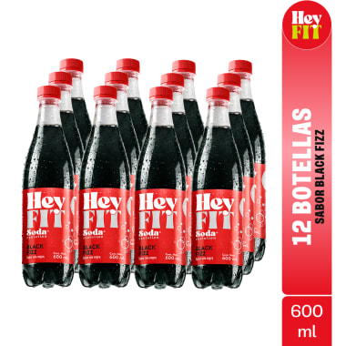 HEY FIT sabor Black Fizz  600ml Pack 12 Botellas