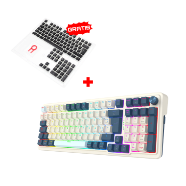 Teclado Redragon EISA K686-RGB-PRO Wireless Spanish WB WHITE/BLUE + Keycaps Redragon SCARAB, Spanish A130B-SP BLACK