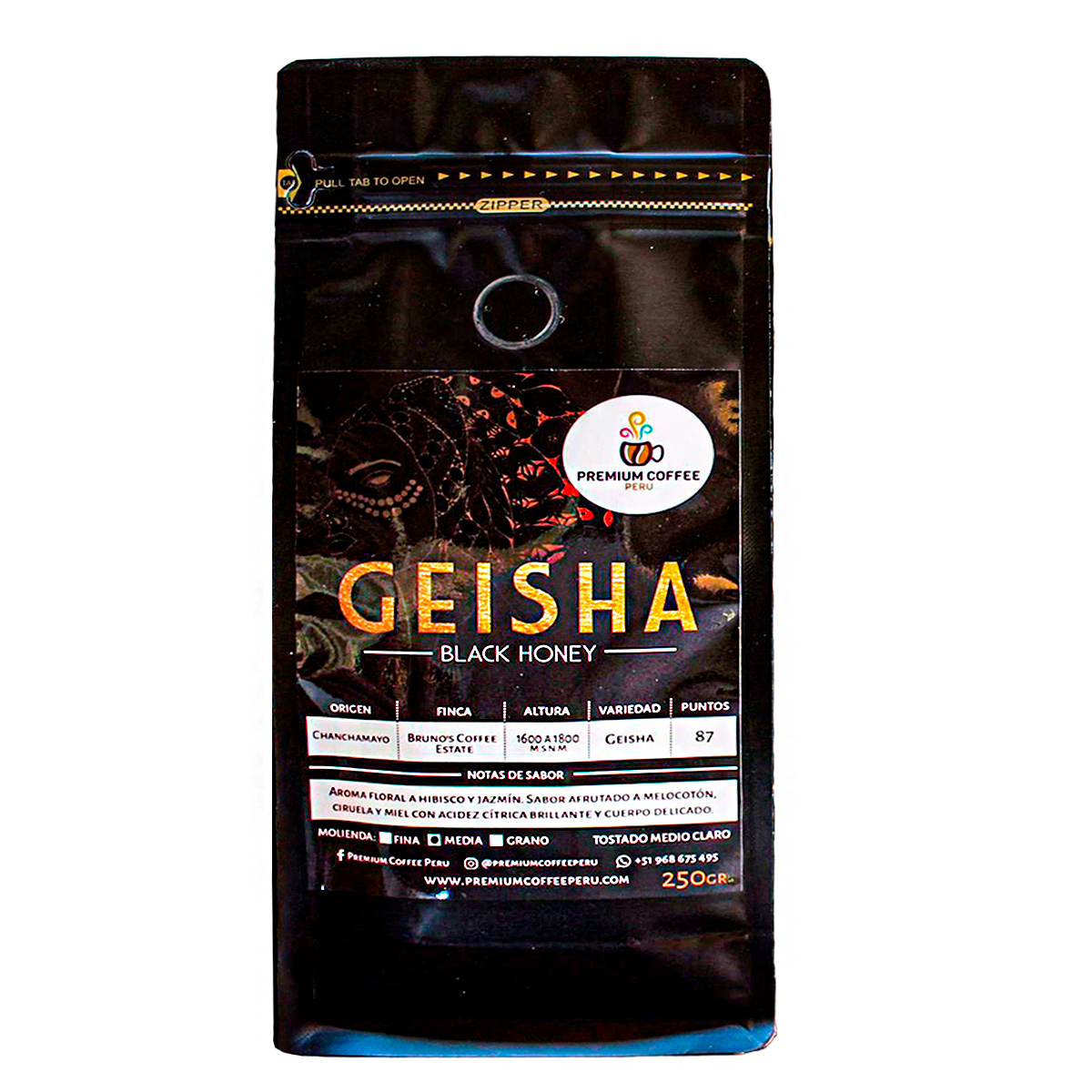 CAFE GEISHA MOLIDO MEDIO PREMIUM COFFEE 250 g