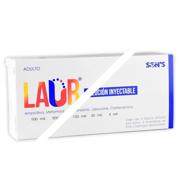 LAUR Adulto Sol Iny C 3 FCO AMP 500 MG Y 3 Jeringas RX 