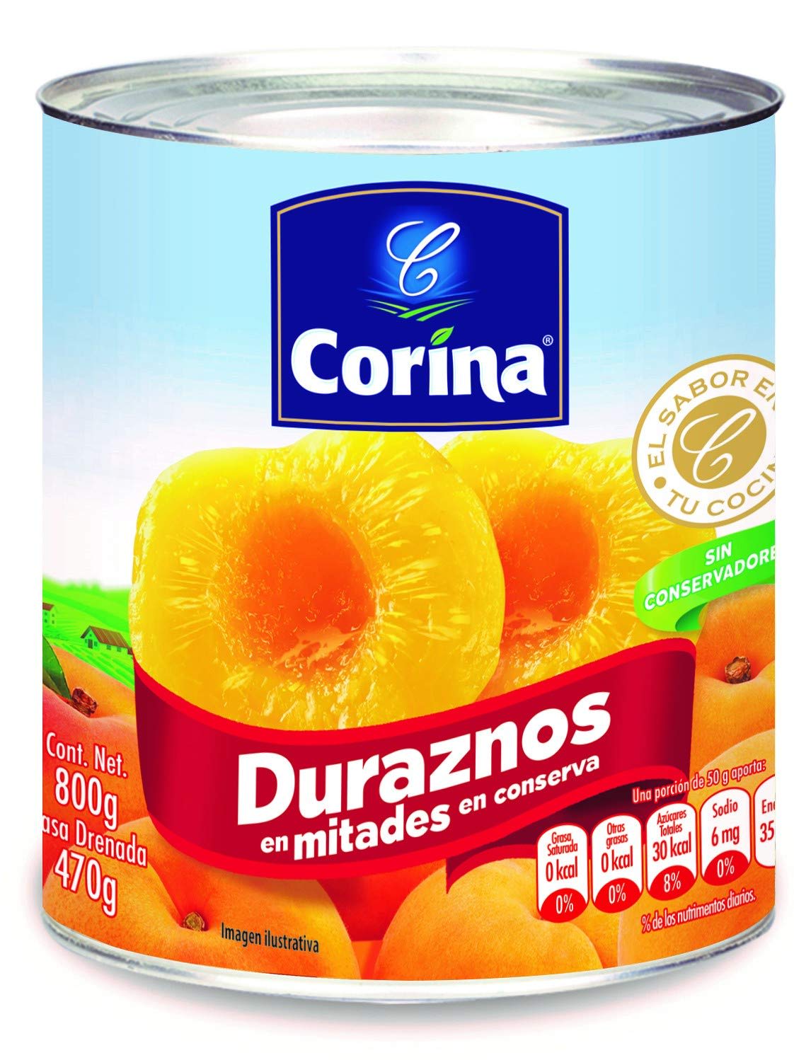 DURAZNO EN MITADES CORINA LATA C/820 GRS
