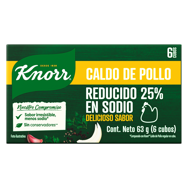 Consome Knorr Suiza Pollo Red En Sodio 6 Cubos Todas