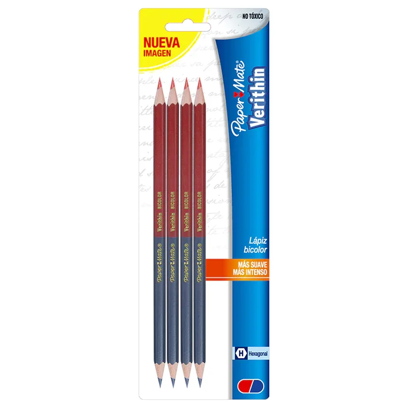 LAPIZ BICOLOR DELGADO ROJO/AZUL C/4 TOTAL SCHOOL BLISTER TS-BI5-4