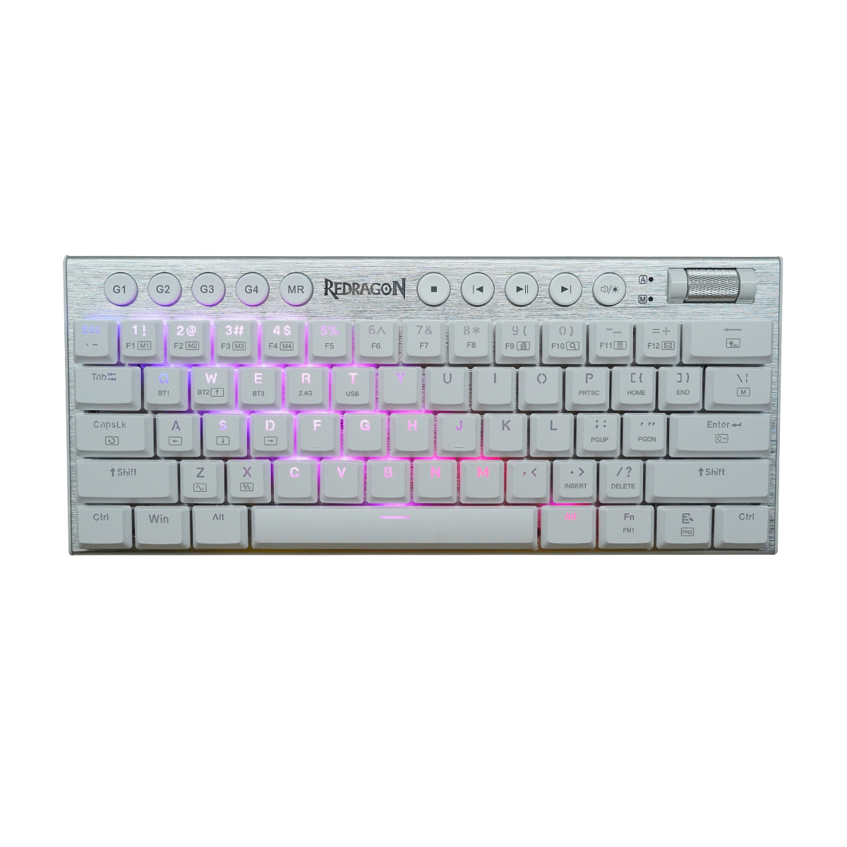 Teclados Redragon HORUS 60 Wireless. English WHITE RED SWITCH