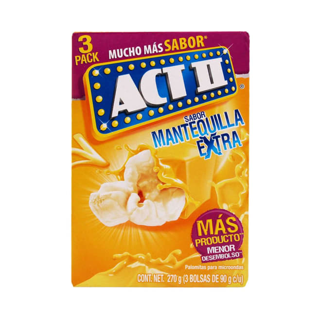 Palomitas ACT II para Microondas sabor Extra Mantequilla 270g